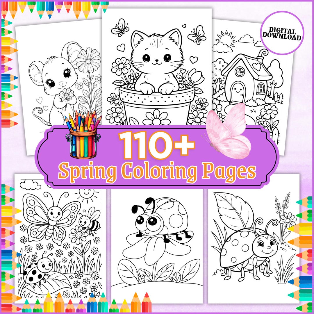 110+ Spring Coloring Pages Printable PDF | Kids Easter Coloring Book ...