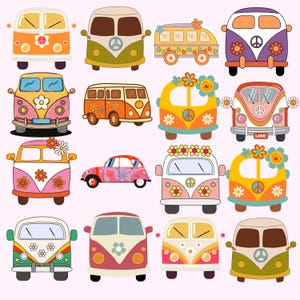 Retro Groovy Png Bundle, Groovy Clipart, Retro 70s Png, Hippie Flower Png, Vintage Sublimation Design, Instant Download image 6