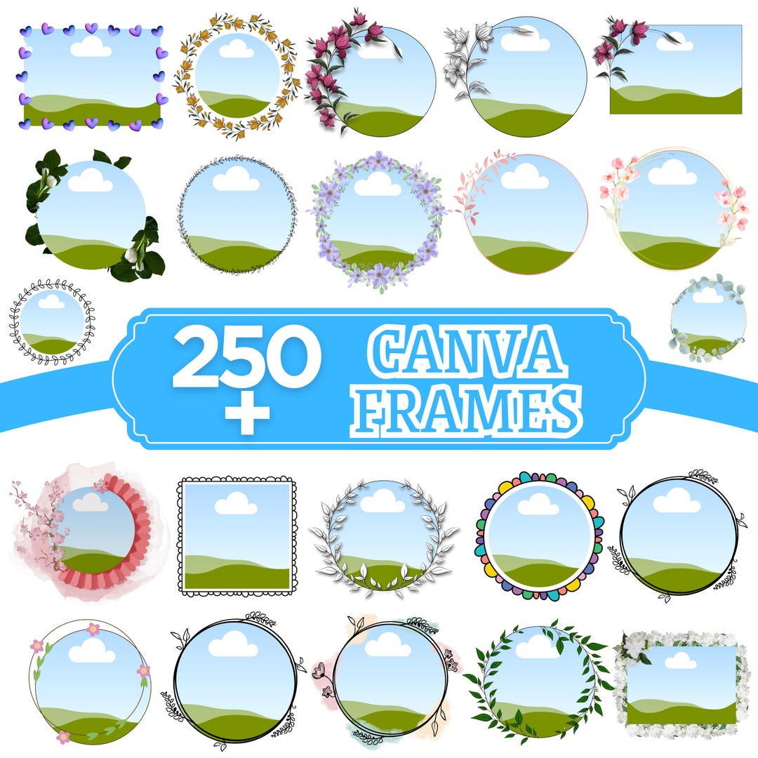 250 Canva Frames Bundle, Editable Frames for Photos, Aesthetic Canva ...