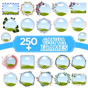 250 Canva Frames Bundle, Editable Frames for Photos, Aesthetic Canva Elements, Social Media Templates, Drag & Drop Design