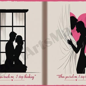 Tarjeta romántica de pareja, saludos de amor apasionado, arte para momentos íntimos, tarjeta de amor manuscrita, descarga digital, imprimible.