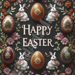 Carte de 48 impressions de Pâques, organisation de joyeuses fêtes, clipart oeuf, broderie maison, art mural numérique, salutations pour grand-mère, idées tricot