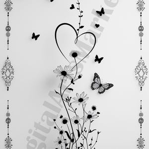Merveilleuses cartes de voeux pour chères mères, pères, grands-parents, carte de fleurs romantique, art floral en forme de coeur, téléchargement immédiat