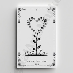 Digitale Zeichnung, sinnliche Liebe Postkarte, Ausdruck von Emotionen, Gefühlen, druckbare Kunst, schwarz & weiß, schöne Geständnisse, abstrakte Blumen