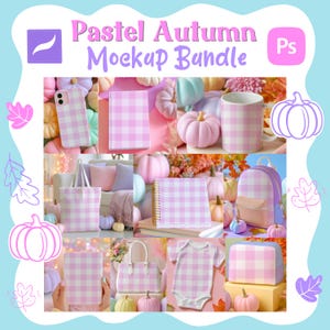 Pastel Autumn Mockup Bundle | 10 Procreate & Photoshop Mockup Files | Colorful Fall Templates | Cozy Seasonal Product Mockups