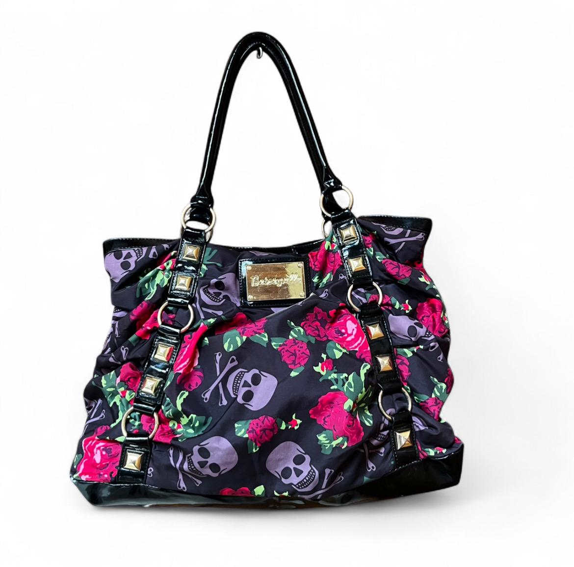 Sac à Main Betsey Johnson Skull - Tote En Simili Cuir Crème Taille Large Neuf Avec étiquettes