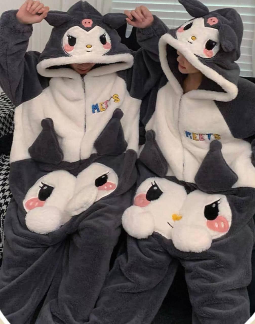 Kuromi Kigurumi, Adult Onesie, Unisex Zip-front Loungewear