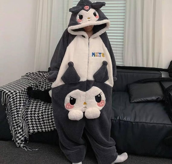 Kuromi Kigurumi, Adult Onesie, Unisex Zip-front Loungewear