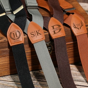 Custom Groomsman Leather Suspenders Personalized Suspenders Rustic Wedding Men Suspenders Best Men Gifts Adult Suspenders Father&#39;s Day Gift