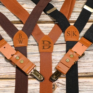 Custom Groomsman Leather Suspenders Personalized Suspenders Rustic Wedding Men Suspenders Best Men Gifts Adult Suspenders Father&#39;s Day Gift