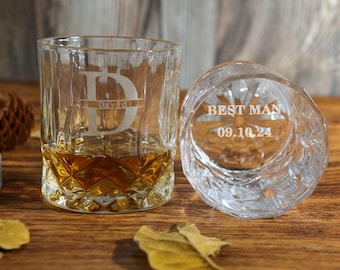 Whiskey Glasses for Groomsmen Proposal Personalized Gifts - Engraved Glasses and Wedding Party Favor Bachelor Party Gift Ideas