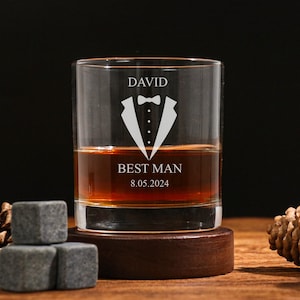 Groomsman 11oz Whiskey Glass, Engraved Old Fashion, Groomsmen Gift Idea, Personalized Groomsman - Best Man Gift, Wedding Shot Glasses