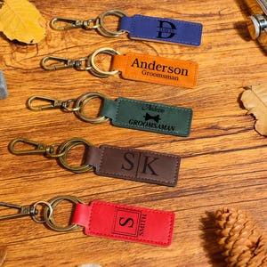 Personalized Keychain, Engraved Leather Key Holder, Key Chain for Groomsmen Proposal Gift,Custom Leather Keyring,Custom Name Keyring