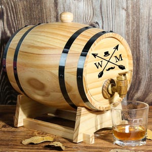 Personalized Whiskey Barrel, 1 or  3 Liter Mini Oak Whiskey Barrel - Groomsmen Gift - Birthday Gift - Engraved Whiskey Barrel