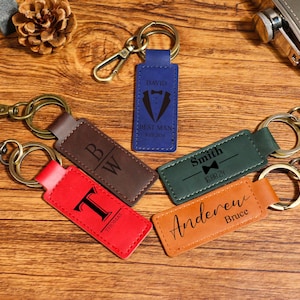 Personalized Keychain, Engraved Leather Key Holder, Key Chain for Groomsmen Proposal Gift,Custom Leather Keyring,Custom Name Keyring