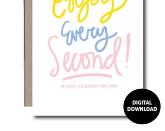DIGITAL DOWNLOAD | Greeting Card | Baby Card | Funny Baby Shower Card | Instant Download | Paper Goods | PDF Printable | Handwritten | 5x7