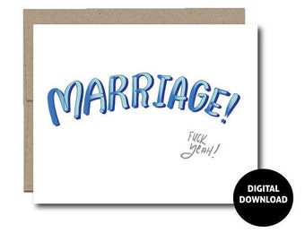 DIGITAL DOWNLOAD | Greeting Card | Marriage Card | Wedding Card | Instant Download | Funny Greeting | PDF Printable | Handwritten | 5x7