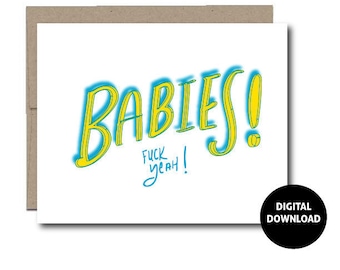 DIGITAL DOWNLOAD | Greeting Card | Baby Card | Funny Baby Shower Card | Instant Download | Paper Goods | PDF Printable | Handwritten | 5x7