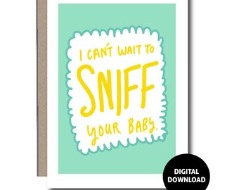 DIGITAL DOWNLOAD | Greeting Card | Baby Card | Funny Baby Shower Card | Instant Download | Paper Goods | PDF Printable | Handwritten | 5x7