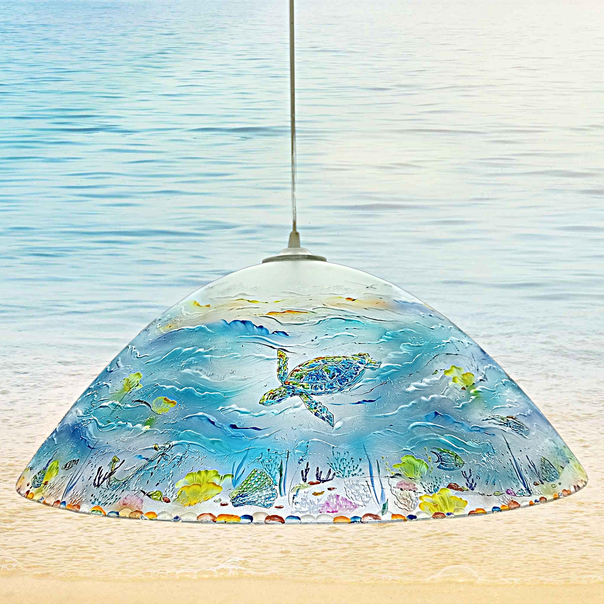 Pendant Light coastal Lighting Lamp Shade light Beach style lighting Hanging Lamp Home Living Kitchen light Stained Glass Nautical Decor
