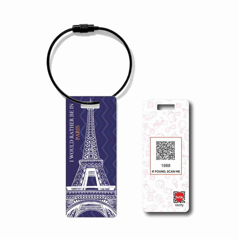 Etiqueta inteligente para equipaje SeQr: Souvenir de Francia de objetos perdidos FRA BT 08