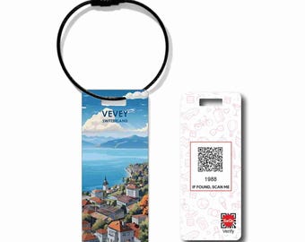 Etiqueta para equipaje de Suiza: Accesorio de viaje inteligente con escaneo y localización, recuerdo