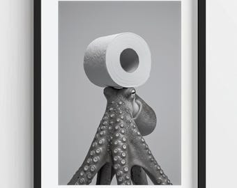 Lustige Oktopus Rolle Toilettenpapierrolle: Witziges Badezimmer Dekor (Digitaler Download)