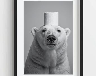 Grappige print toiletpapier ijsbeer: eigenzinnig badkamerdecor (digitale download)