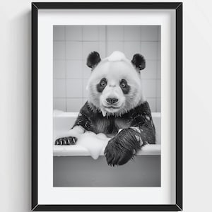 Funny Panda Wall Art, Panda in the Bathtub, Quirky Bathroom Wall Decor, Cute Animal Print, Kids Wall Art, AI Printable Digital Photo
