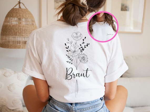 JGA Shirt Braut Personalisiert Junggesellinnenabschied T-Shirt Brautparty Geschenk Trauzeugin Crew Bachelorette Tshirt