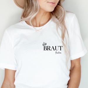 JGA Shirt Braut Personalisiert Junggesellinnenabschied T-Shirt Brautparty Geschenk Trauzeugin Crew Bachelorette Tshirt
