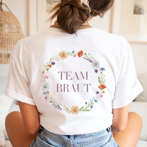 JGA Shirt Braut Personalisiert Junggesellinnenabschied T-Shirt Brautparty Geschenk Trauzeugin Crew Bachelorette Tshirt
