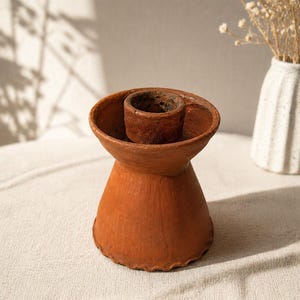 Sällsynt Willi Ohler Worpswede studio keramik ljusstake – Worpswede konsthyddor ca. 1922–1925 – Bernhard Hoetger – Expressionistisk Terra