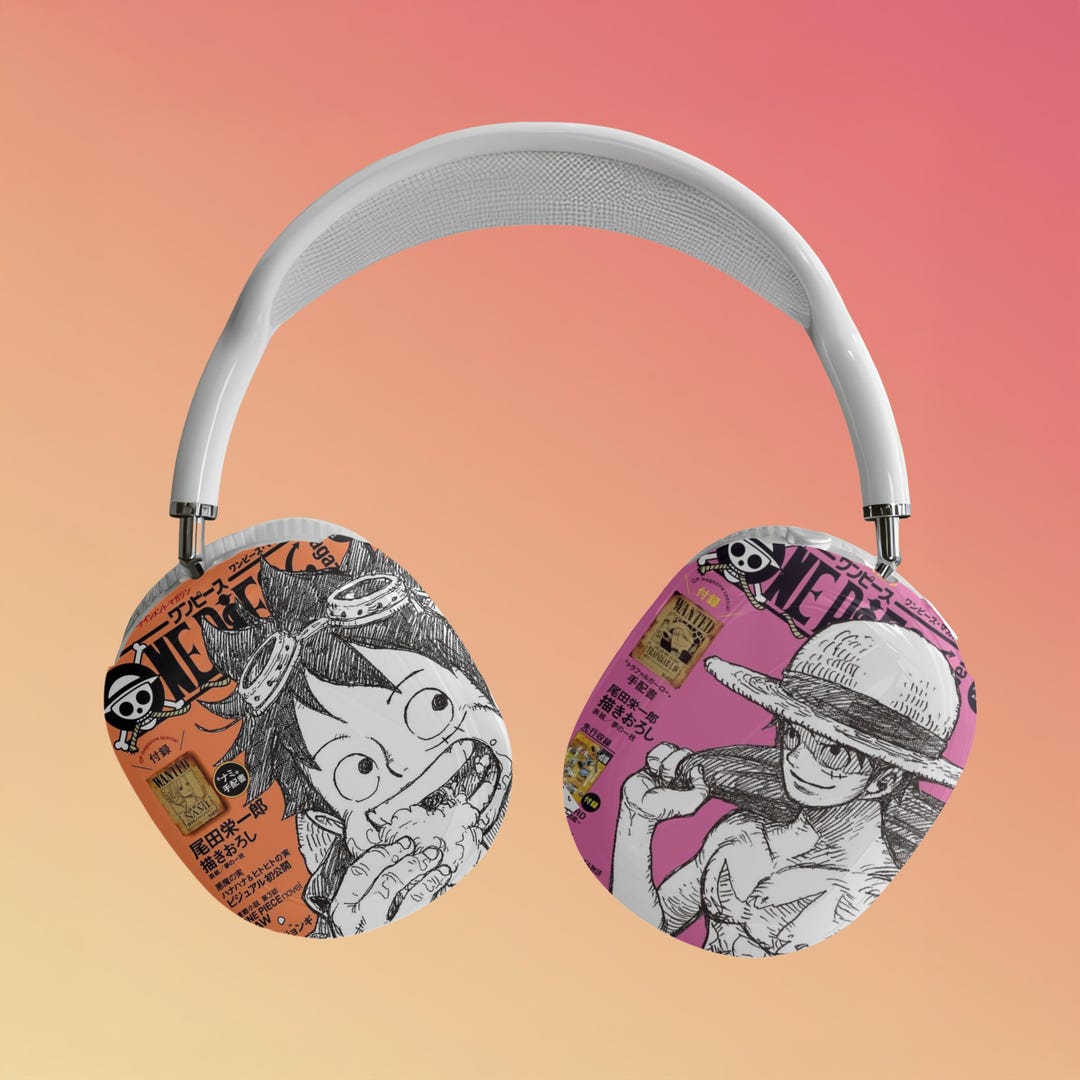 Nami One Piece Orange and Black Theme AirPods Case with Navigator Pose and Weather Staff Design TS04 main image 1