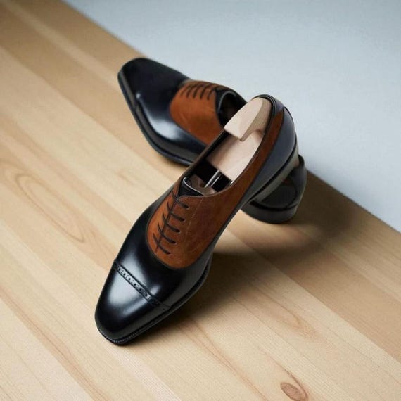 Two-Tone Brown and Black Oxfords Paul Parkman Goodyear Welted Men main image 3