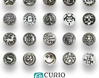 1 gram silver, 999 fine, 19 Designs here, 50 total in my shop!