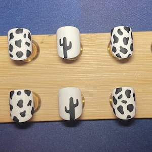 Hand-Painted Cow Print Press-On Nails