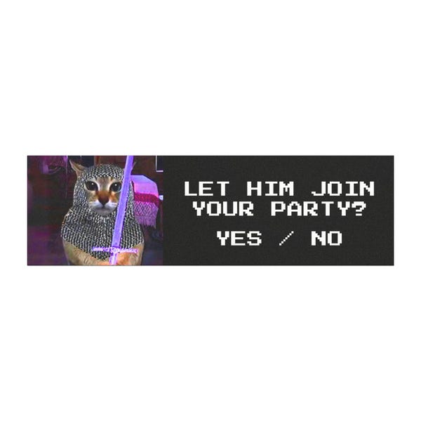 Medieval Fantasy Cat Bumper Magnet: Funny Gamer Meme