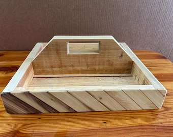 Rustic wood basket with handle