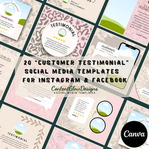 20 editierbare Beauty-Testimonial-Vorlagen – Instagram- und Facebook-Feed