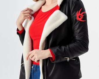 Shadow The Hedgehog Cosplay Leather Jacket, Shadow Cosplay Fur Leather Jacket