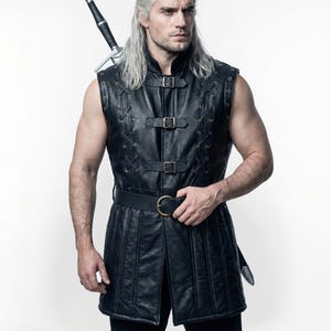The Witcher Geralt of Rivia's Leather Vest, Henry Cavill Cosplay Costume image 1