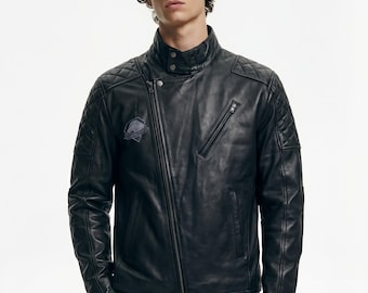 Chaqueta de cuero de motociclista con diseño de serpiente de Metal Gear Solid V, cosplay de Venom Snake