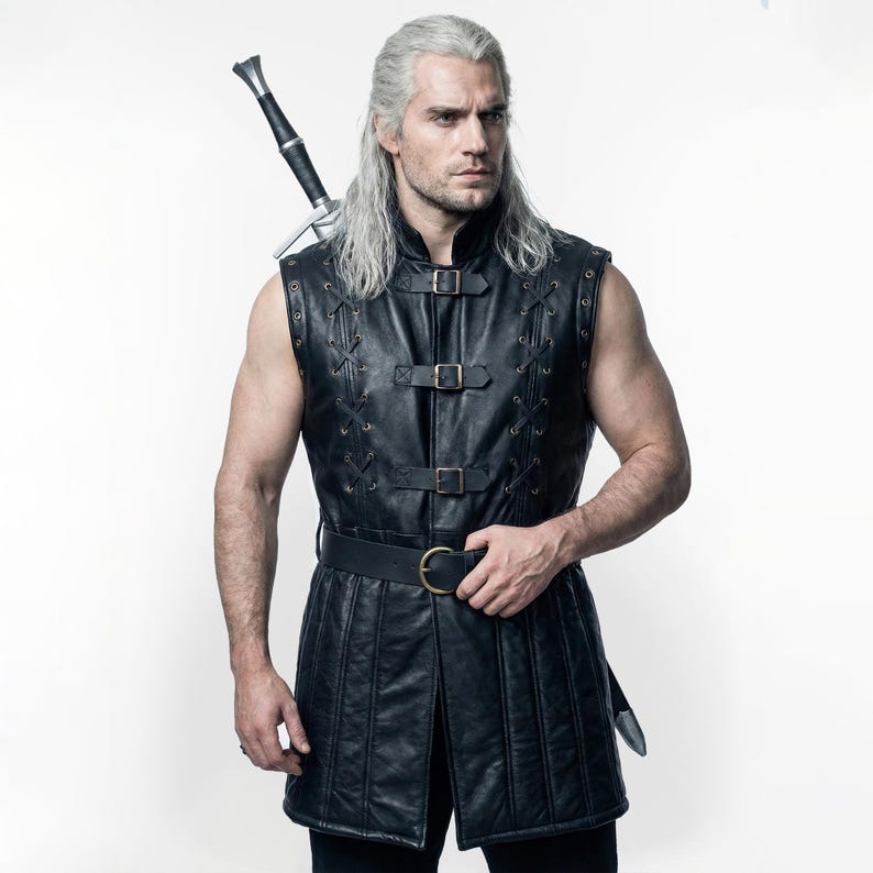 The Witcher Geralt of Rivia's Leather Vest, Henry Cavill Cosplay Costume image 1