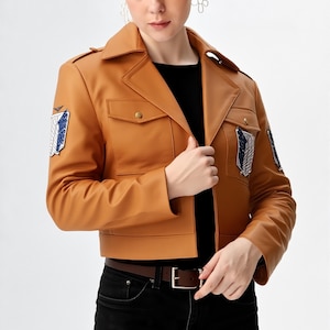 AOT Scouts Regiment Leather Jacket, Anime Unisex Cosplay Jacket