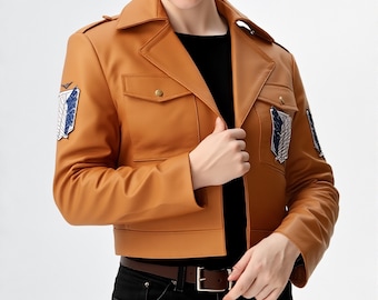 AOT Scouts Regiment Leather Jacket, Anime Unisex Cosplay Jacket
