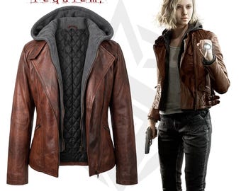 Grace Ashcroft RE 9  Maroon Leather Jacket - Resident Evil Cosplay Costume