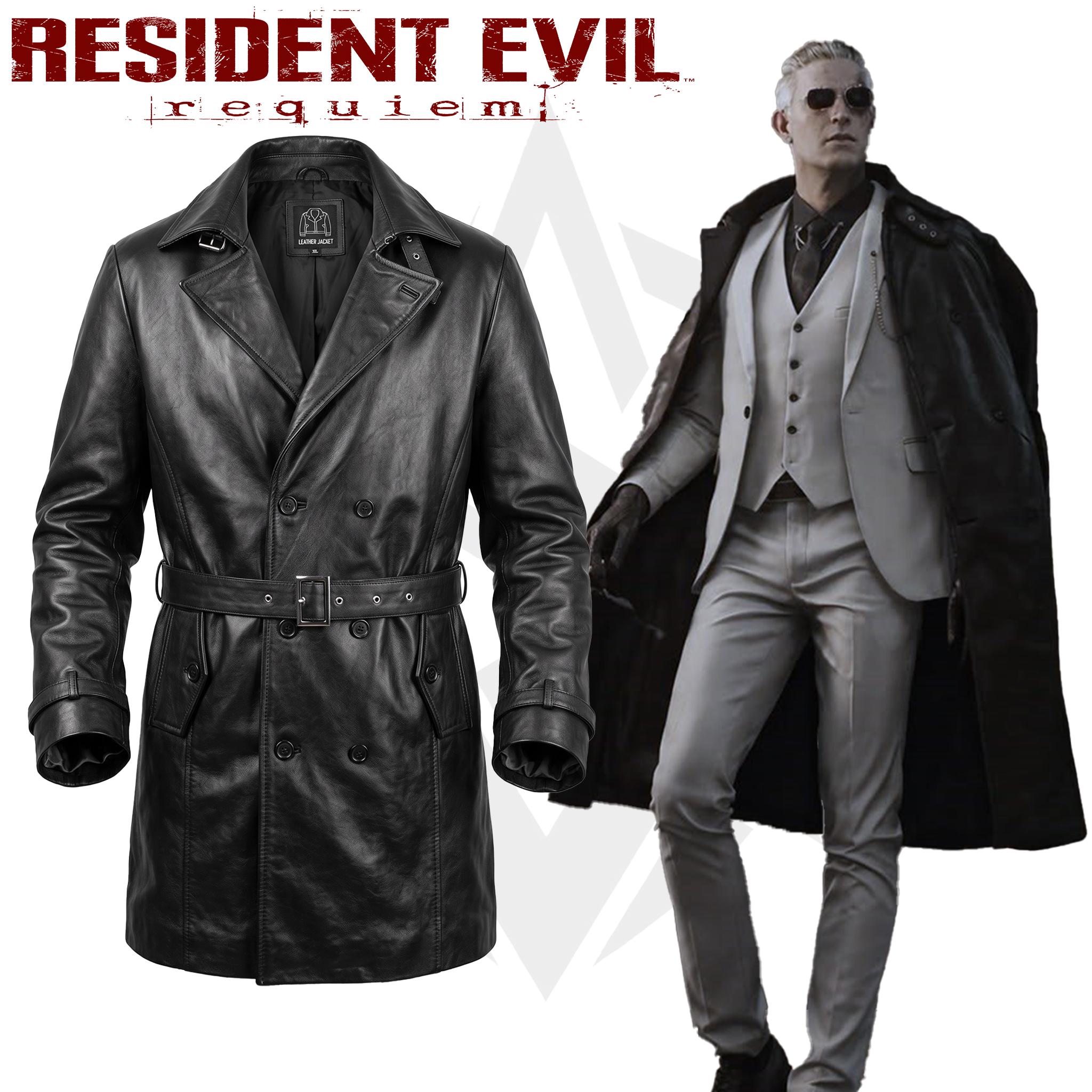 Resident Evil Reqium Zeno Black Leather Coat - RE9 Zeno Cosplay