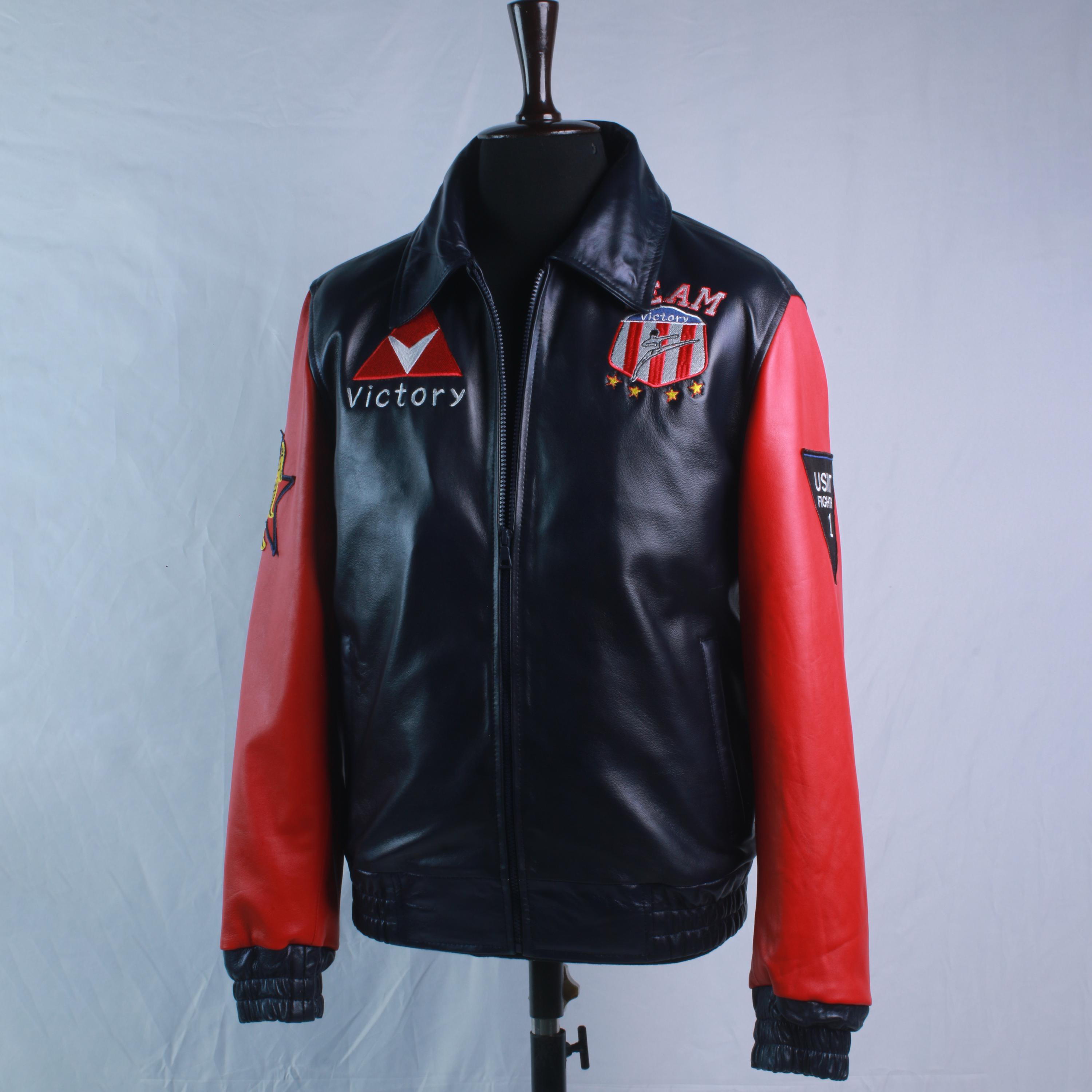 美品【lit】 Fake Leather Coveralls Jacket Mortal Kombat Johnny Cage Leather Jacket, Embroidered Design MK2