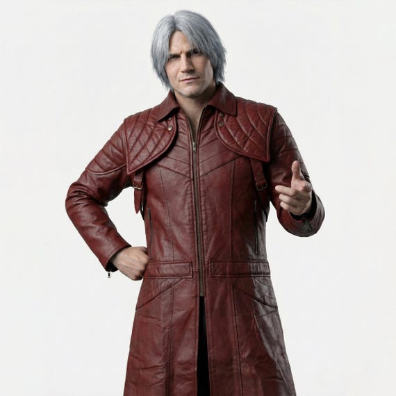 DMC 5 ダンテ マルーン コスプレ レザーコート、ゲームアキュレート